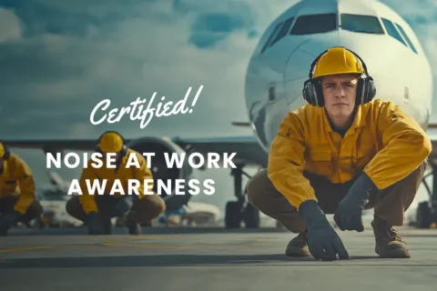 man at airfield working and protecting his hearing