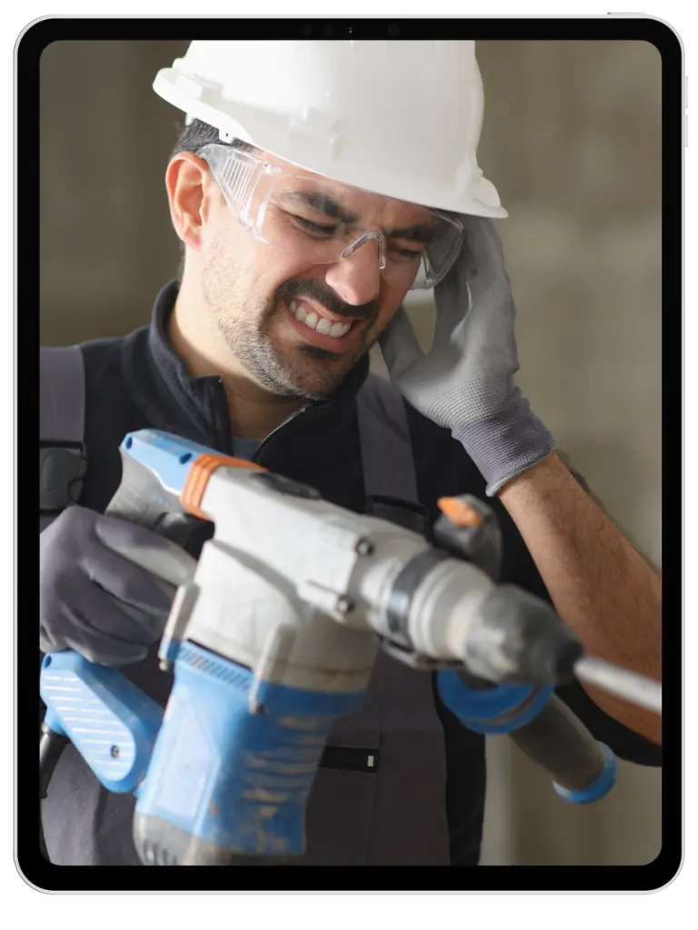 consrtiction worker damaging his hearing at work