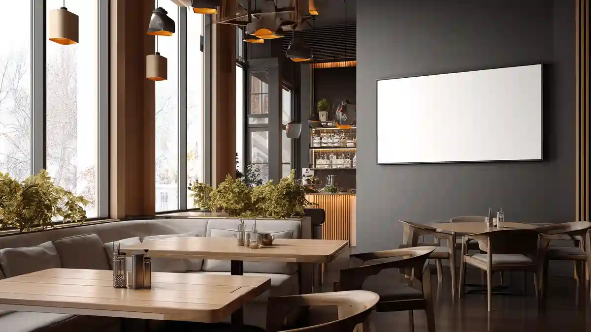 Empty modern restaurant dining area, representing the business impact of food safety incidents and potential closure orders