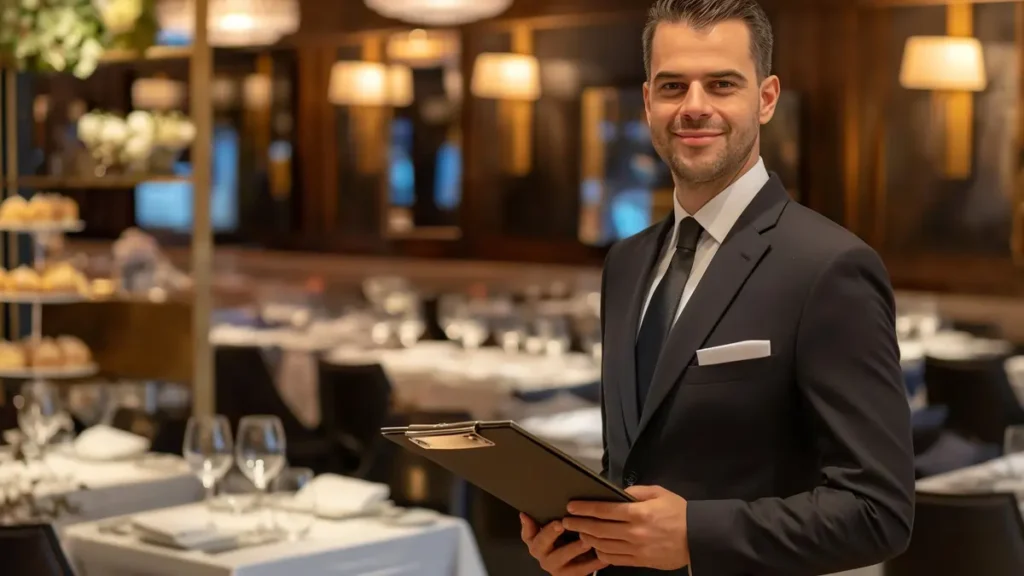 Head chef reviewing HACCP documentation in a commercial kitchen, demonstrating the need for HACCP Level 3 management food safety training in Ireland