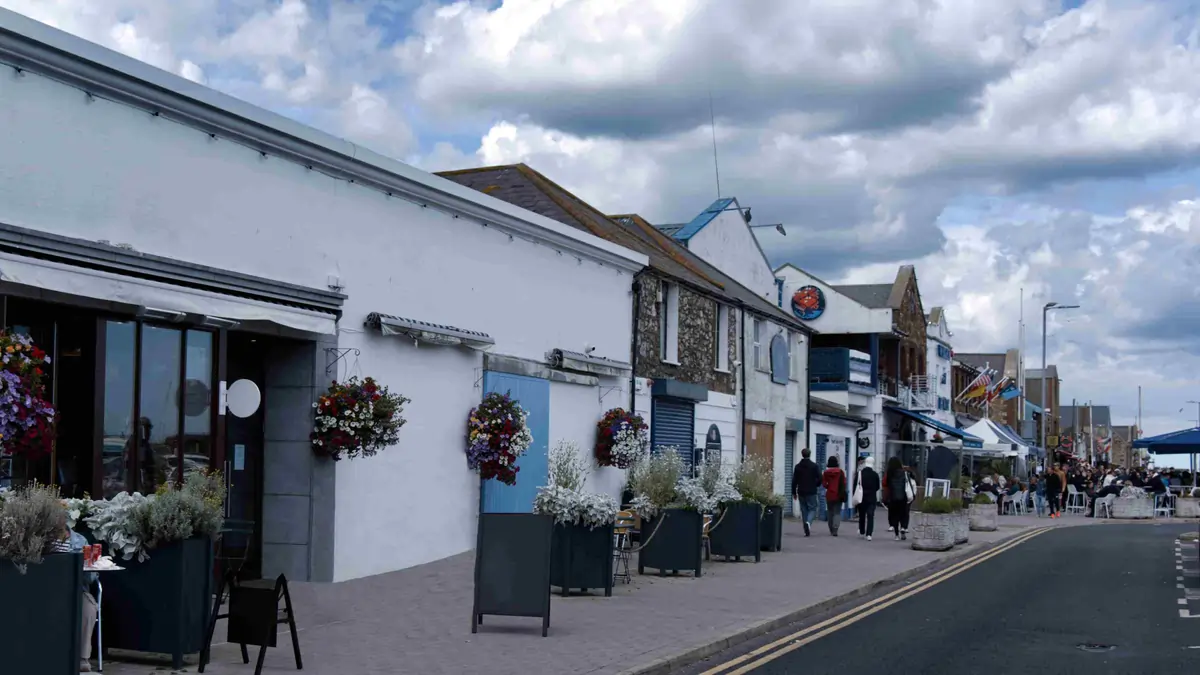 Irish restaurant and café frontage on a busy street, highlighting the reputational impact of food safety management and HACCP compliance