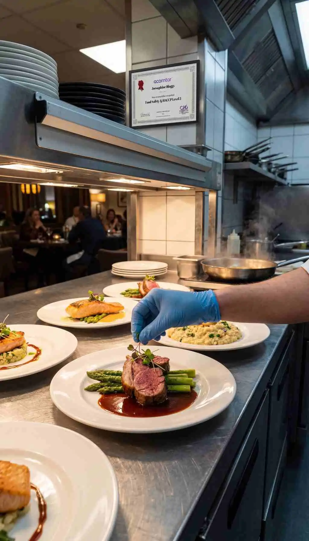 food waste Ireland - 2026-02-12T235117.558 (1) Chef carrying crate in commercial kitchen with loose strap and cardboard box creating trip hazard on floor
