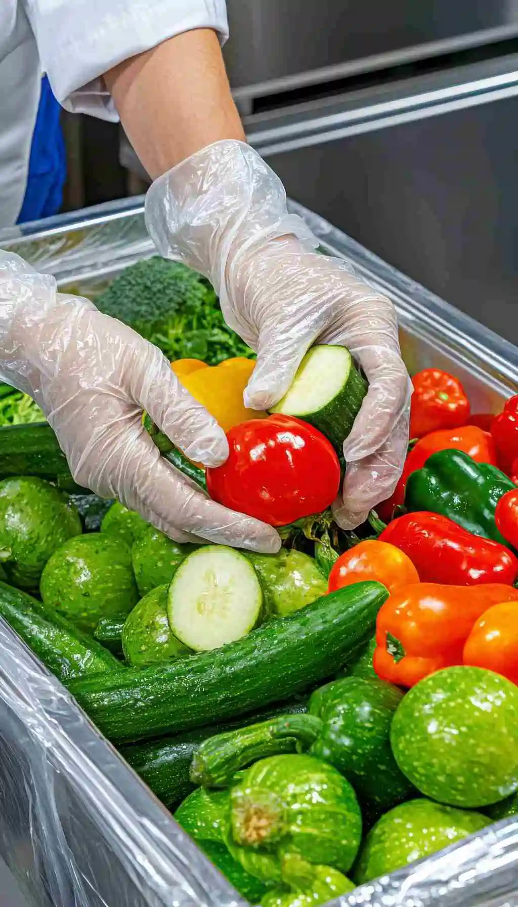 Worker wearing high-visibility vest carrying a tool crate from a van using safe manual handling practices