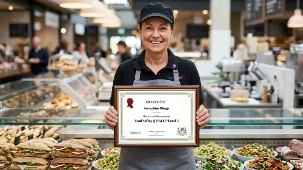 retail food worker holding HACCP Level 3 certificate in deli counter environment Ireland