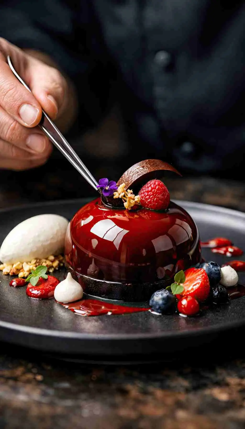 Healthcare catering staff plating meals while a supervisor checks standards using a clipboard